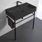 Matte Black Ceramic Console Sink and Matte Black Stand, 32